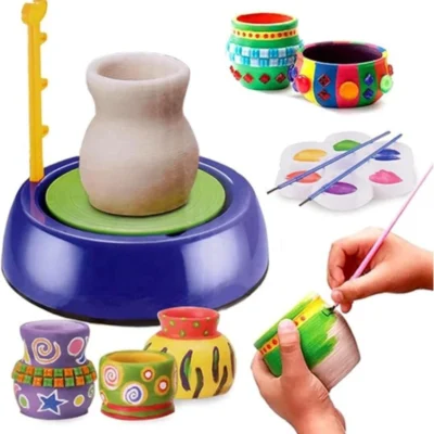 Kids Pottery Wheel Kit – Battery Operated DIY Clay Art Craft Toy for Children, Creative Educational Play Set