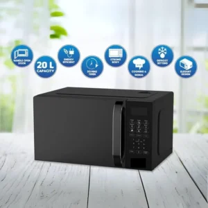 Digital Microwave Oven, 20L Capacity, 1100W, 5 Power Levels, LED Display, 99-Min Timer, Black