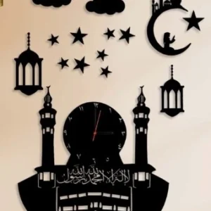 Islamic Makkah Wall Clock – Elegant Acrylic Kaaba Design Clock | 35x20 Inches Mu